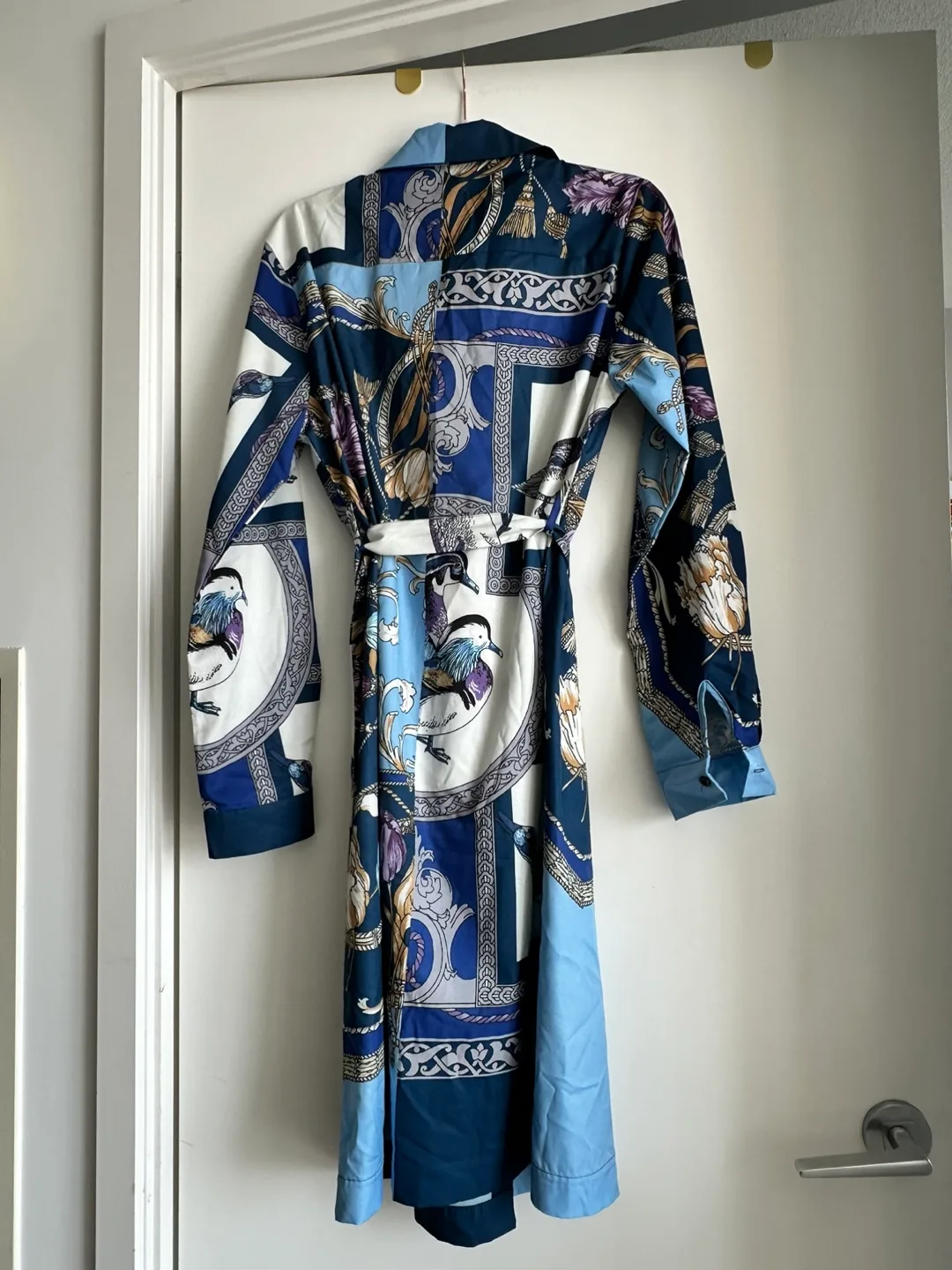 Patterned Shirt Dress with Belt image indicator(2)