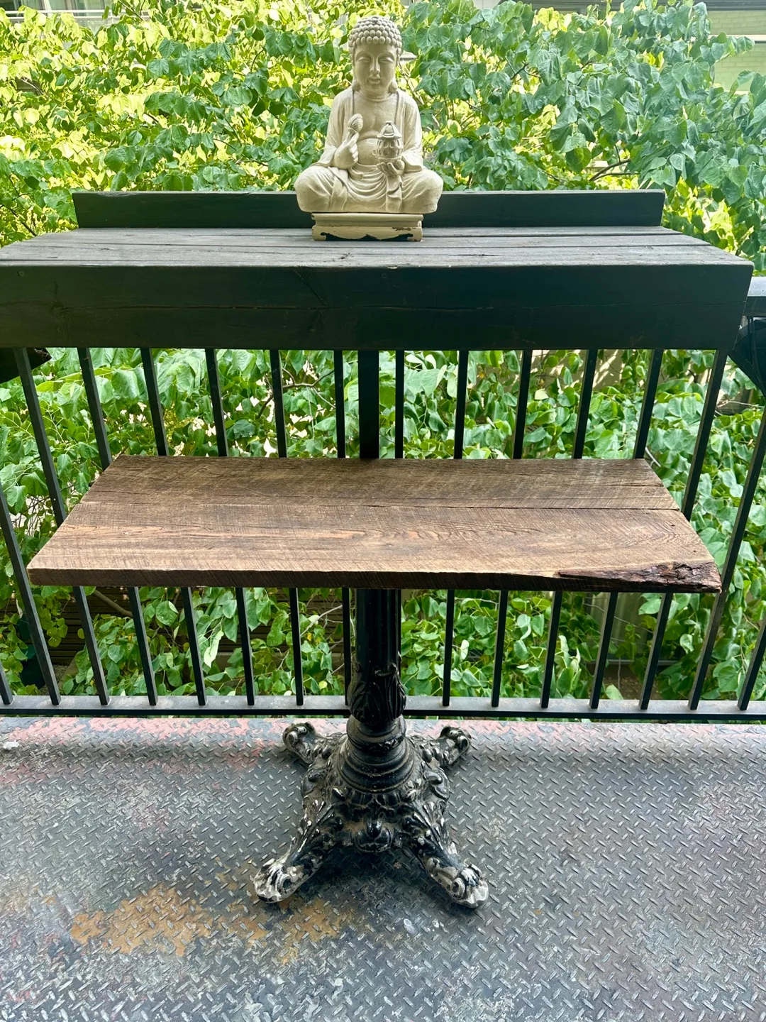 ANTIQUE ORNATE CAST IRON COFFEE TABLE OUTDOOR PATIO FURNITURE thumbnail