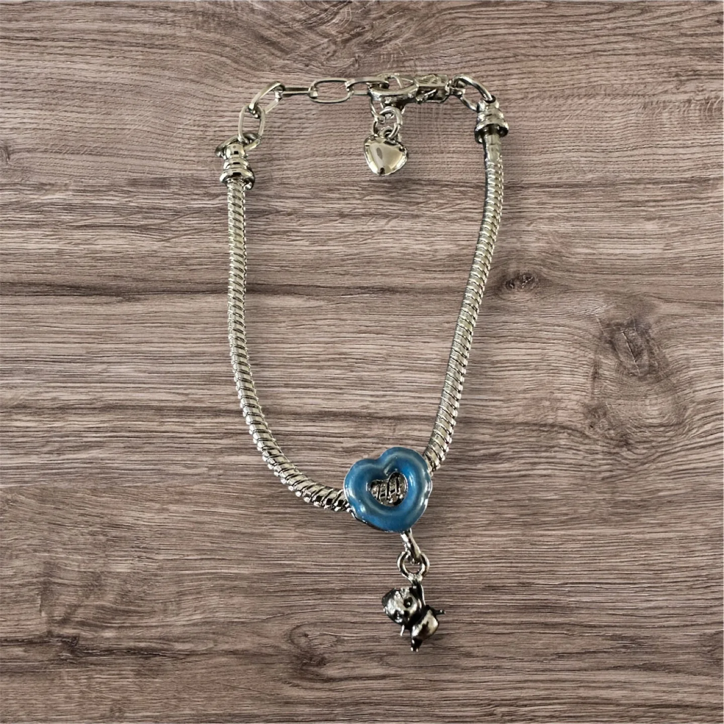 Blue Heart & Panda Charm Bracelet thumbnail