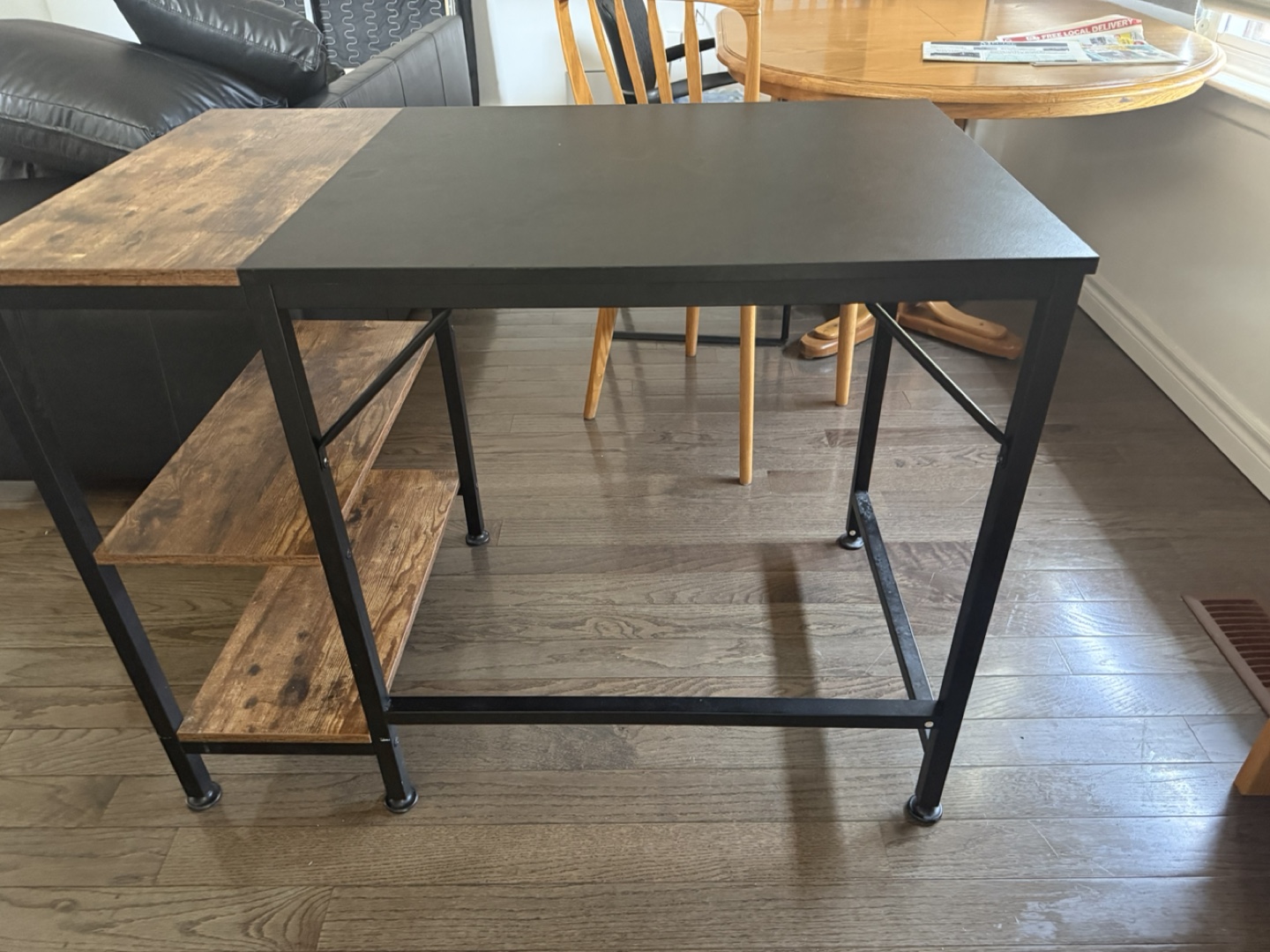 Black & Wood Desk with Shelves - photo 2