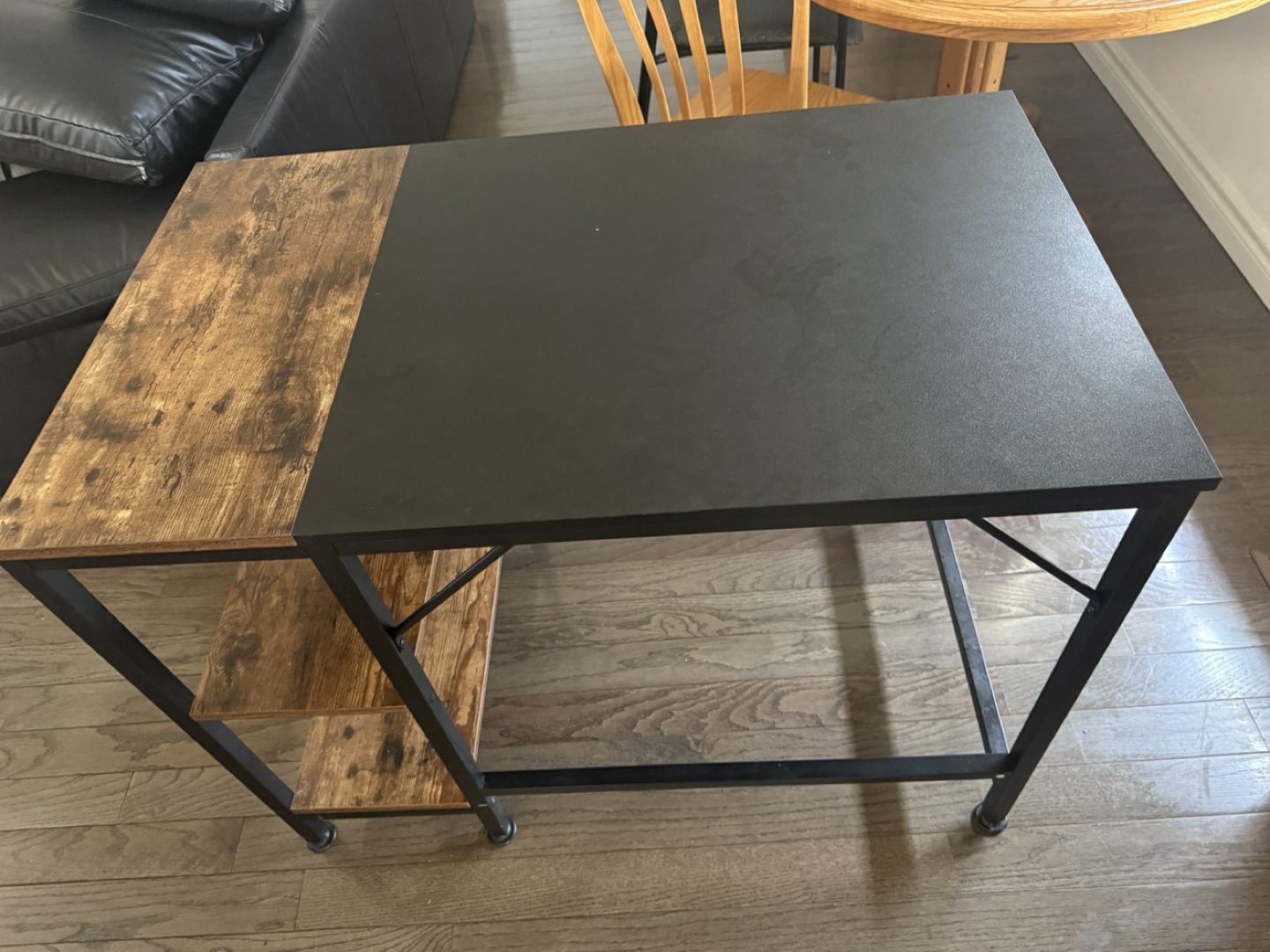 Black & Wood Desk with Shelves