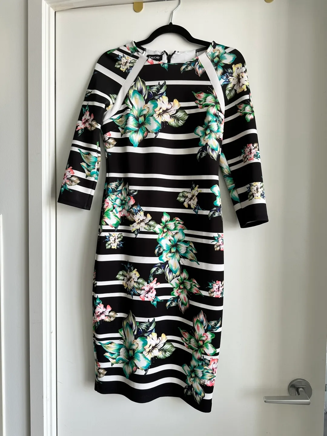 Bebe Floral Striped Dress - Size M thumbnail