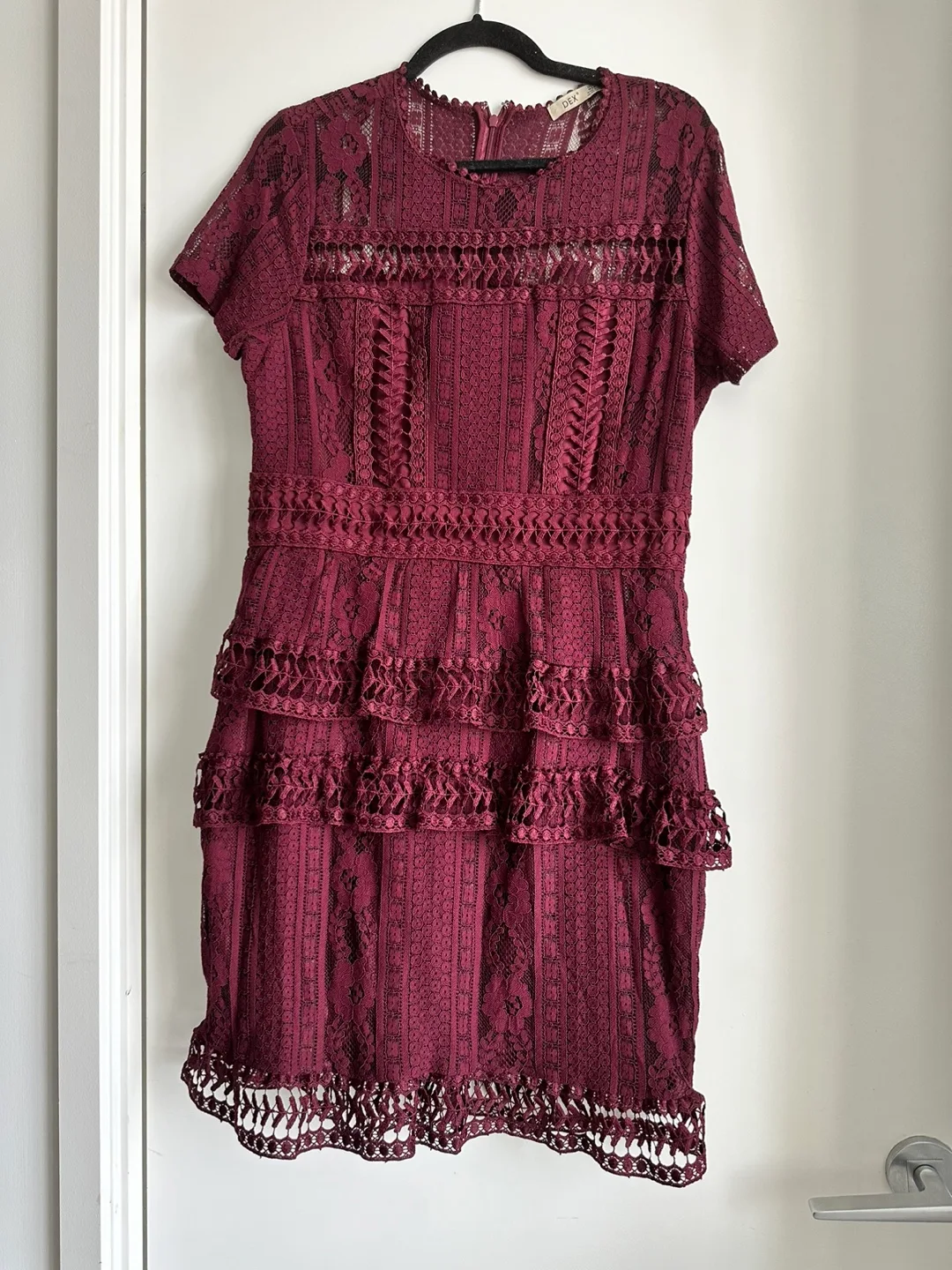 Burgundy Lace Dress, Size 12 thumbnail