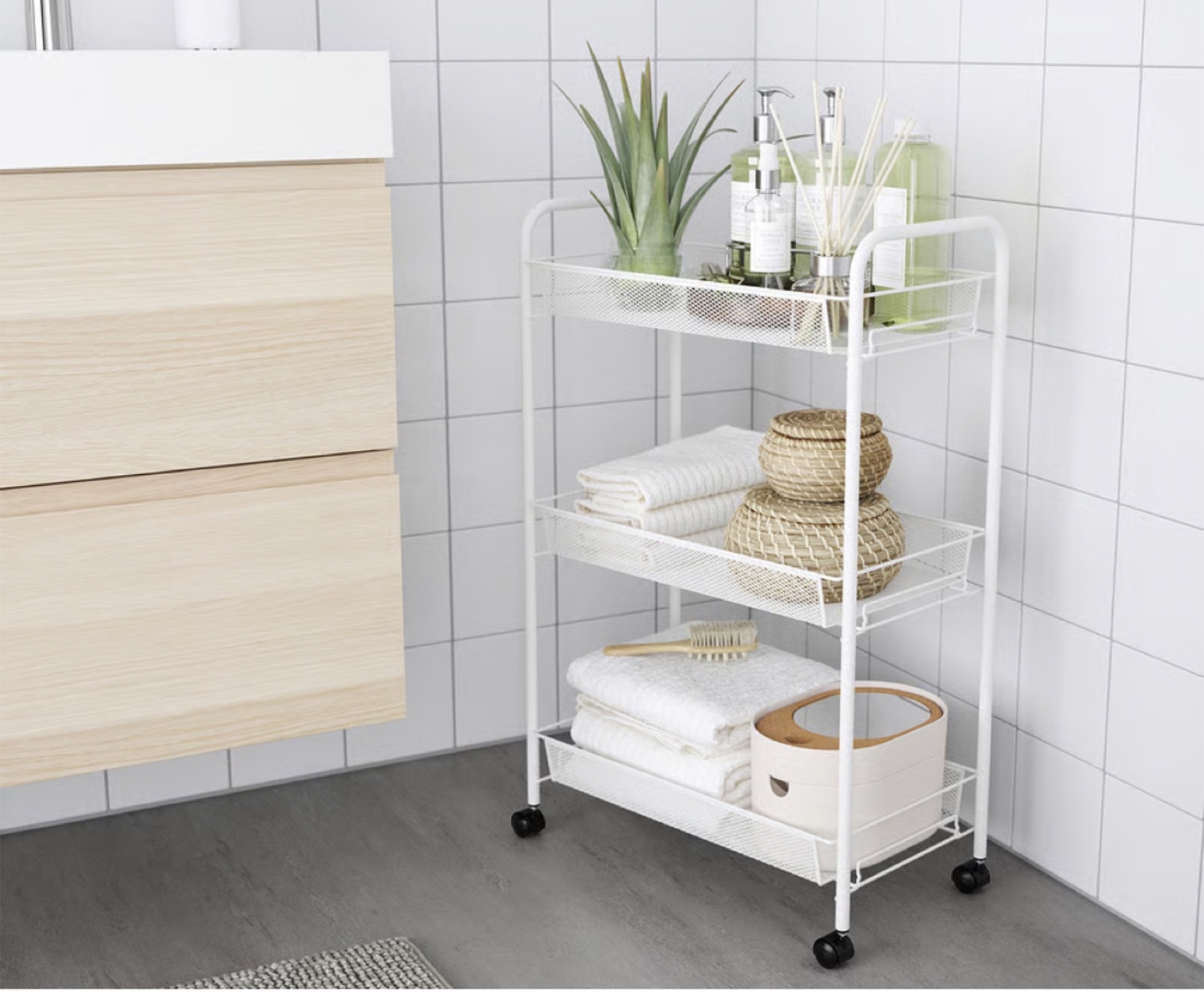 White 3-Tier Rolling Cart - photo 3