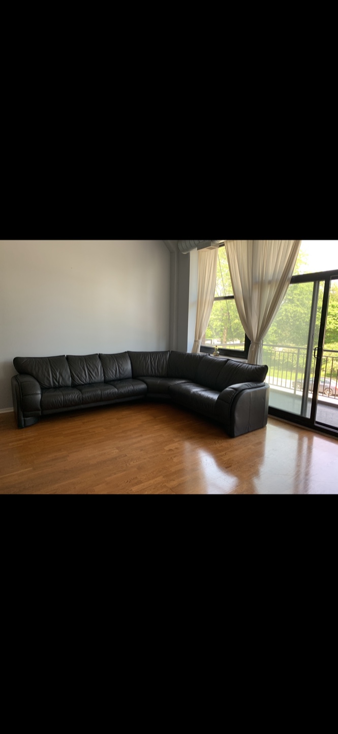 Large Black Leather Sectional Sofa