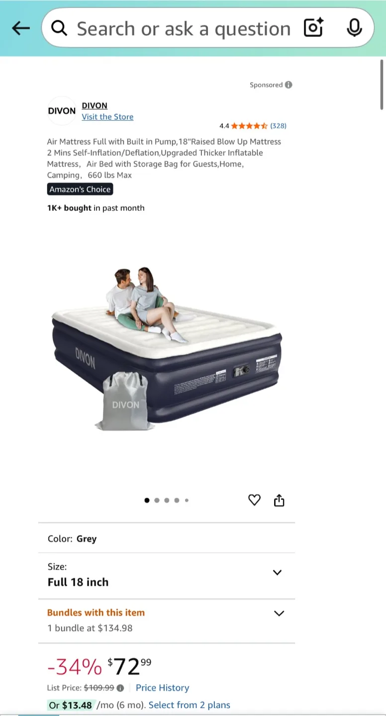 DIVON Full Size Air Mattress - New in Bag image indicator(9)