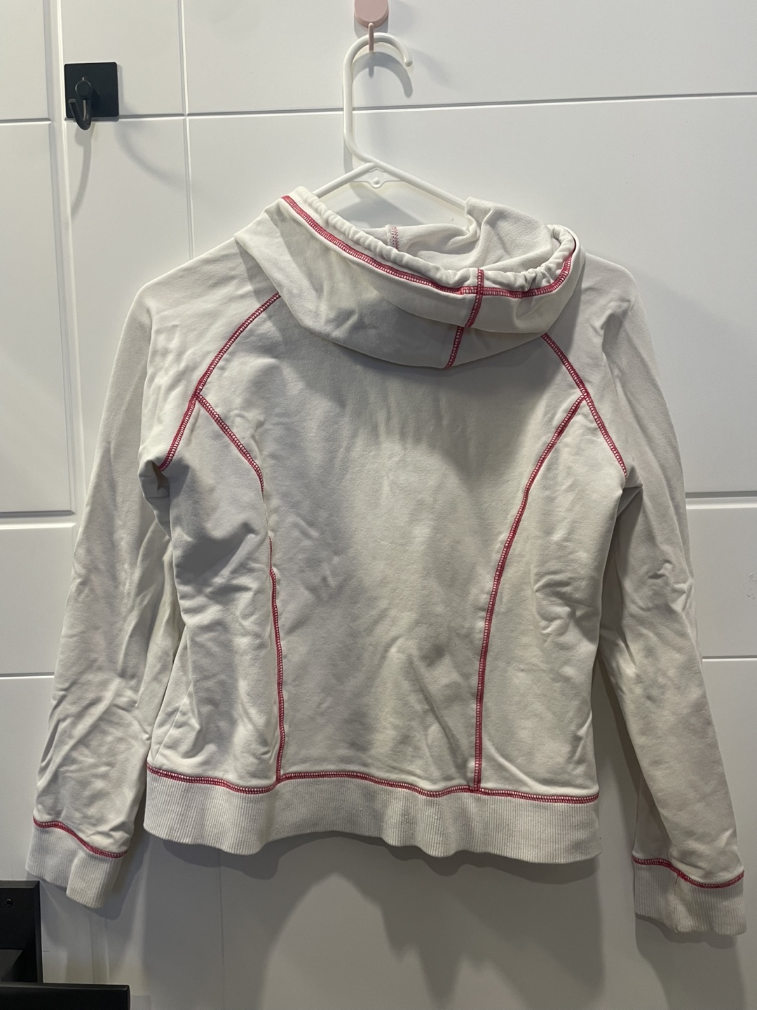 White Hoodie with Red Stitching - photo 2