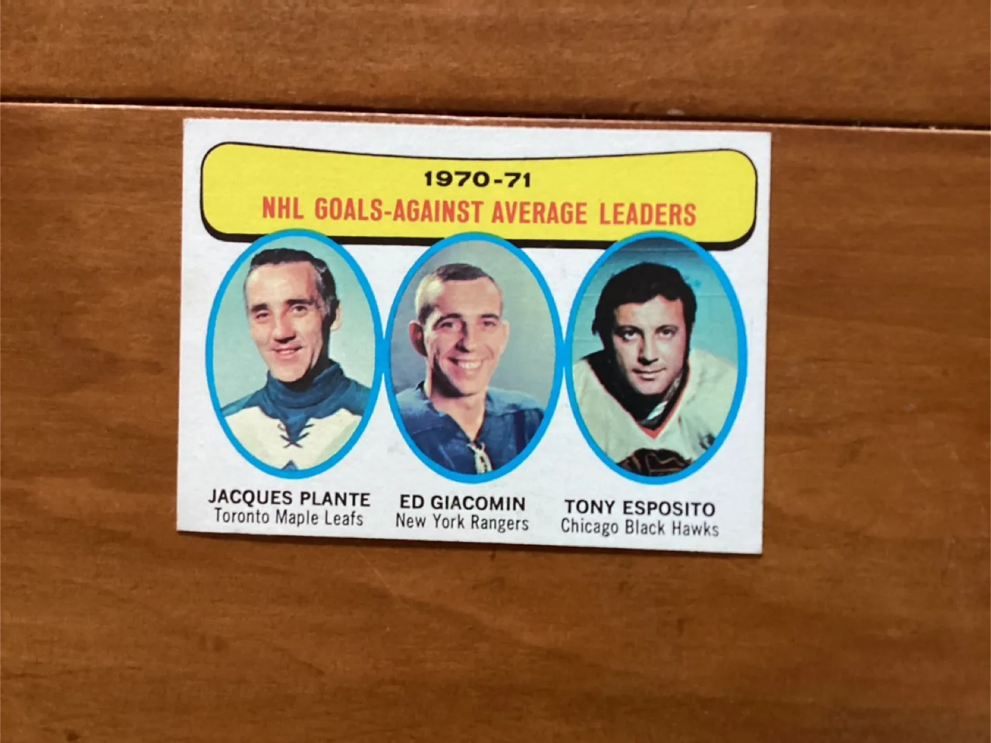 1971-72 TOPPS NHL GOALS AGAINST AVERAGE LEADERS Card 6 ! thumbnail