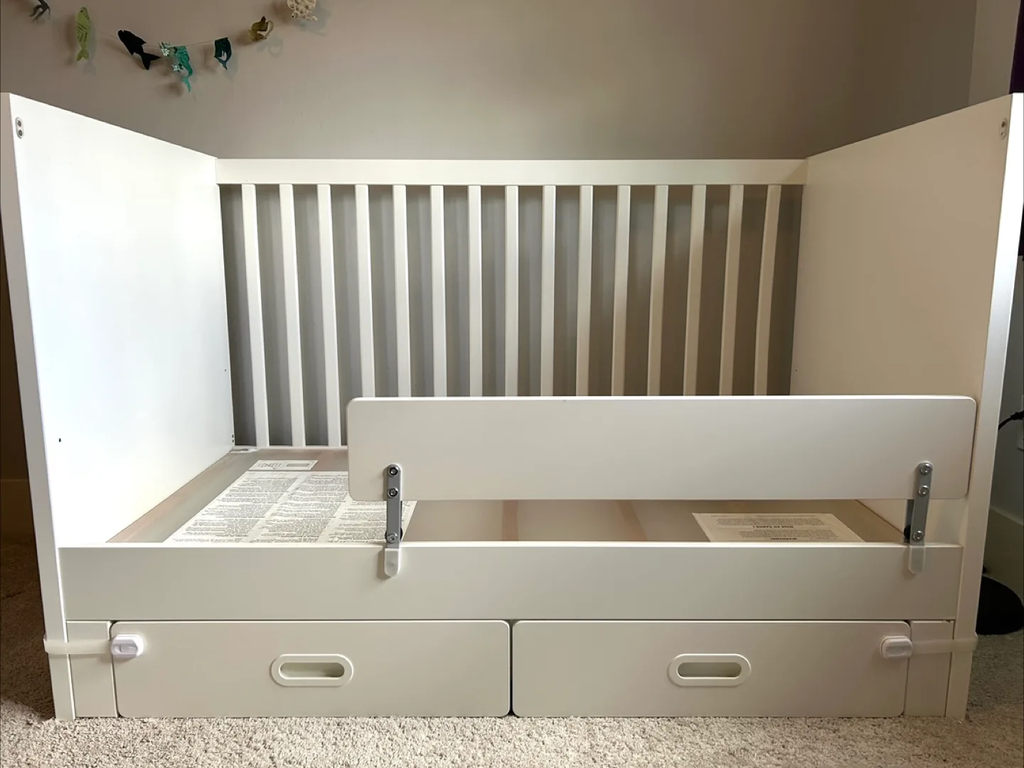 IKEA Baby crib / toddler bed, mattress with protector sheets thumbnail