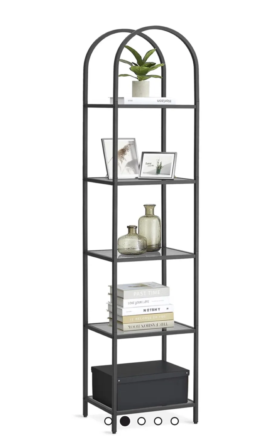 Black Metal & Glass Arched Bookshelf thumbnail