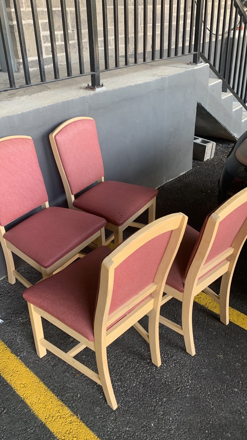 Set of 4 Dining Chairs - Red Fabric - photo 4
