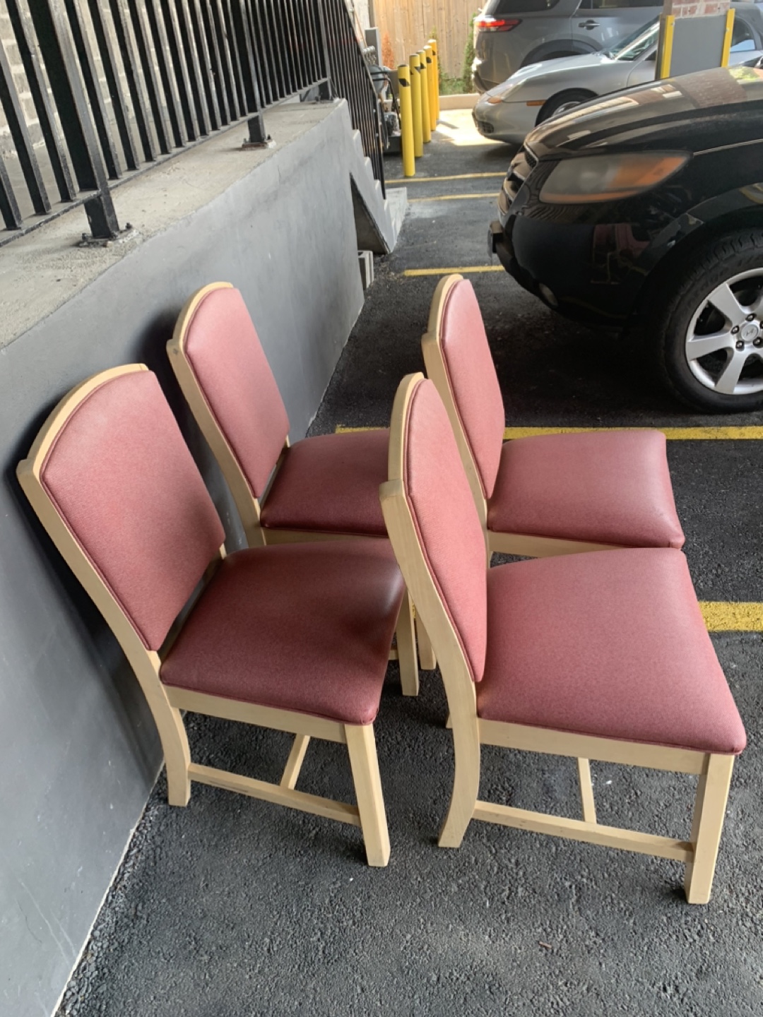 Set of 4 Dining Chairs - Red Fabric - photo 5