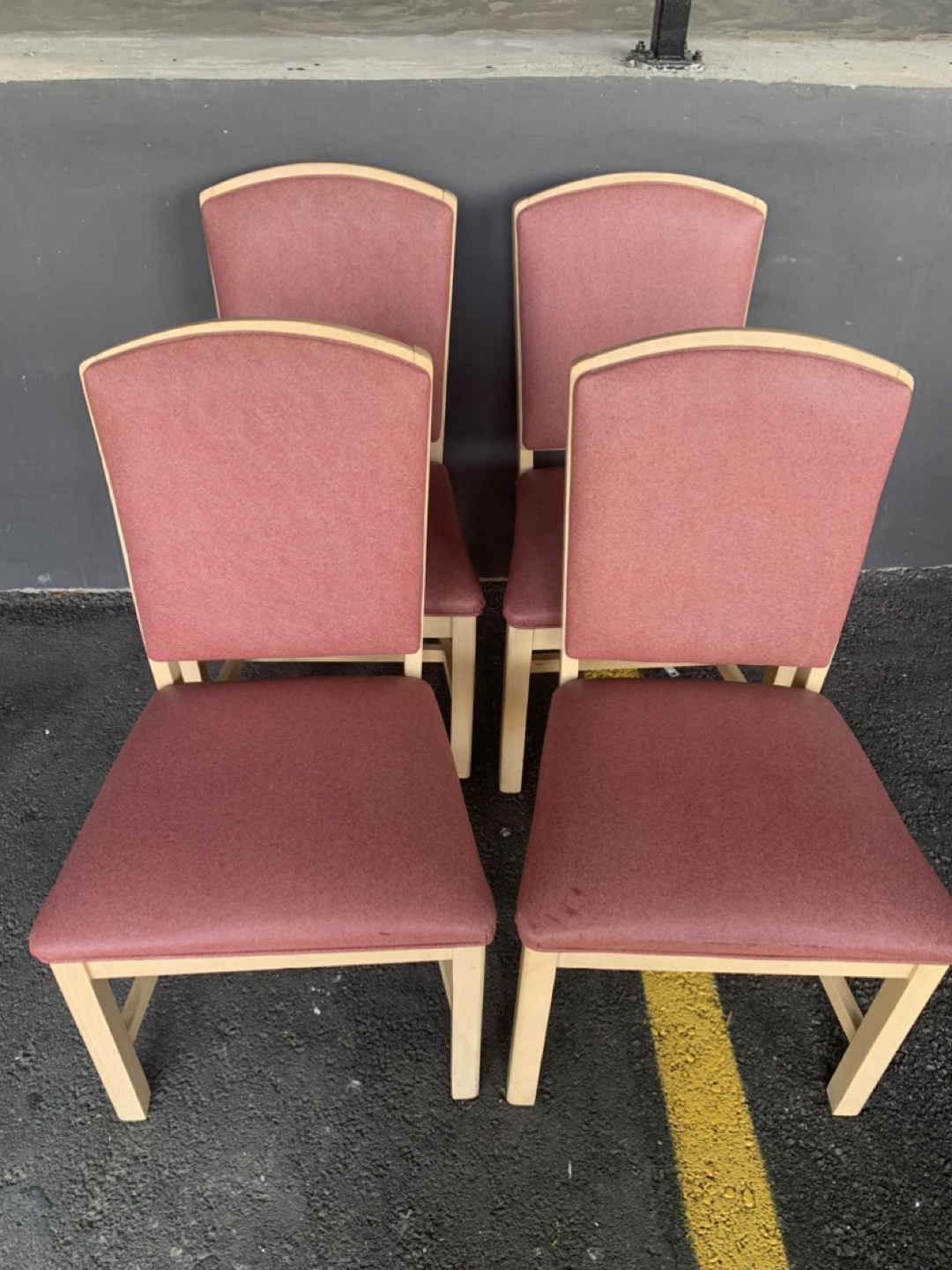 Set of 4 Dining Chairs - Red Fabric