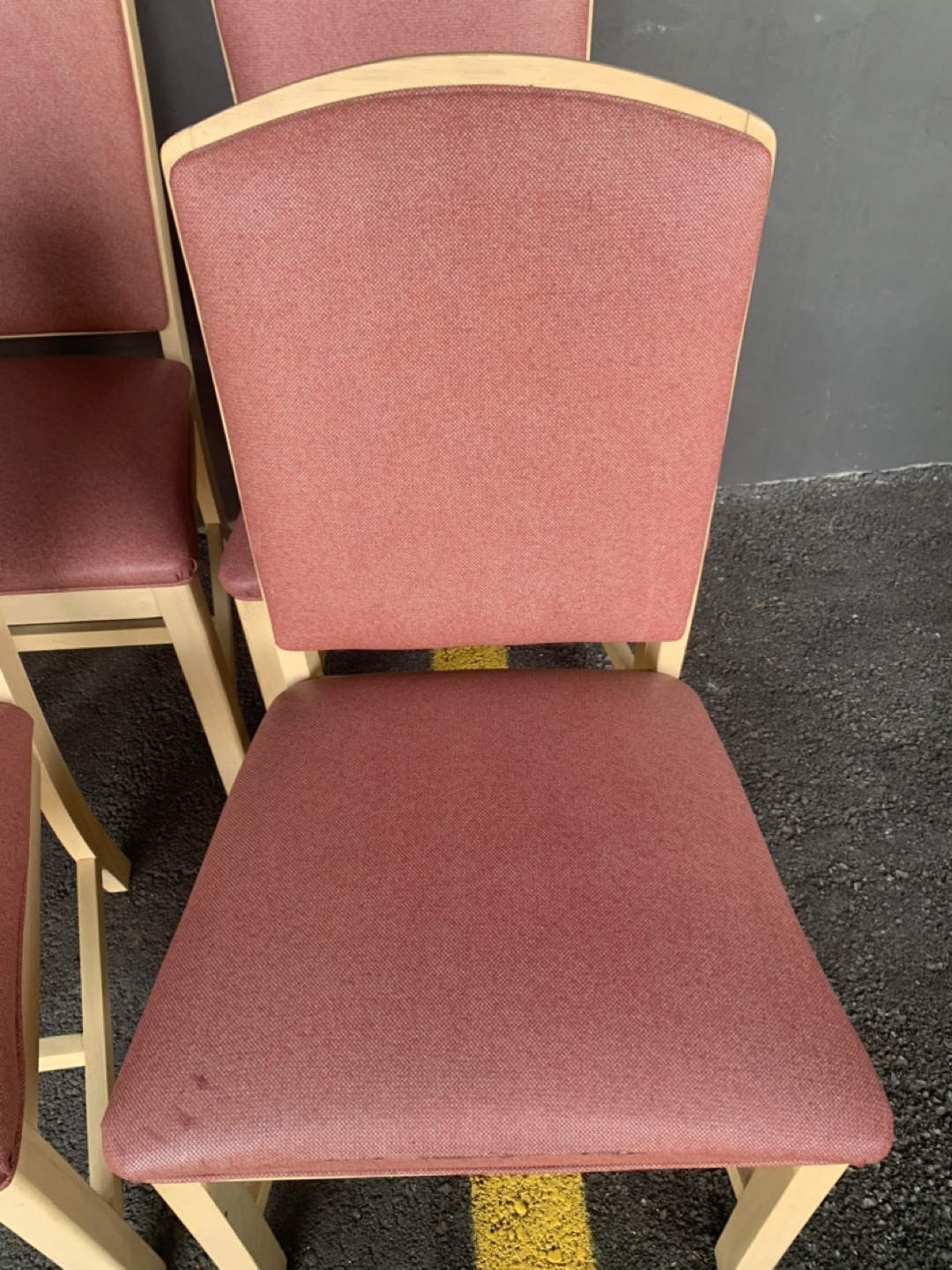 Set of 4 Dining Chairs - Red Fabric - photo 2