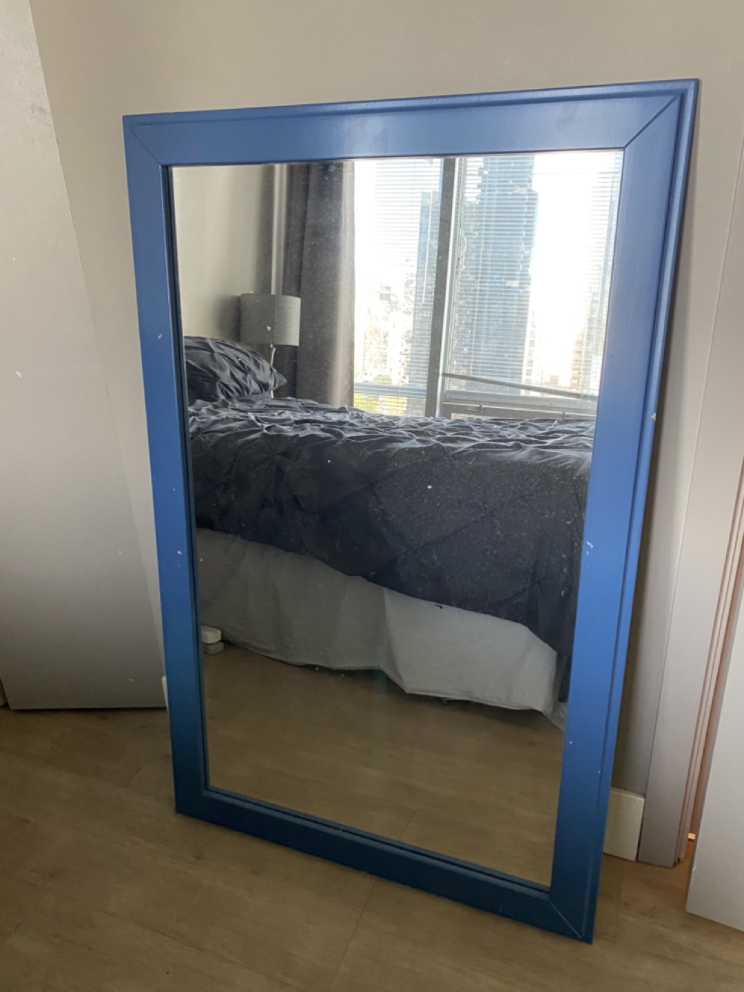 Large Blue Framed Mirror