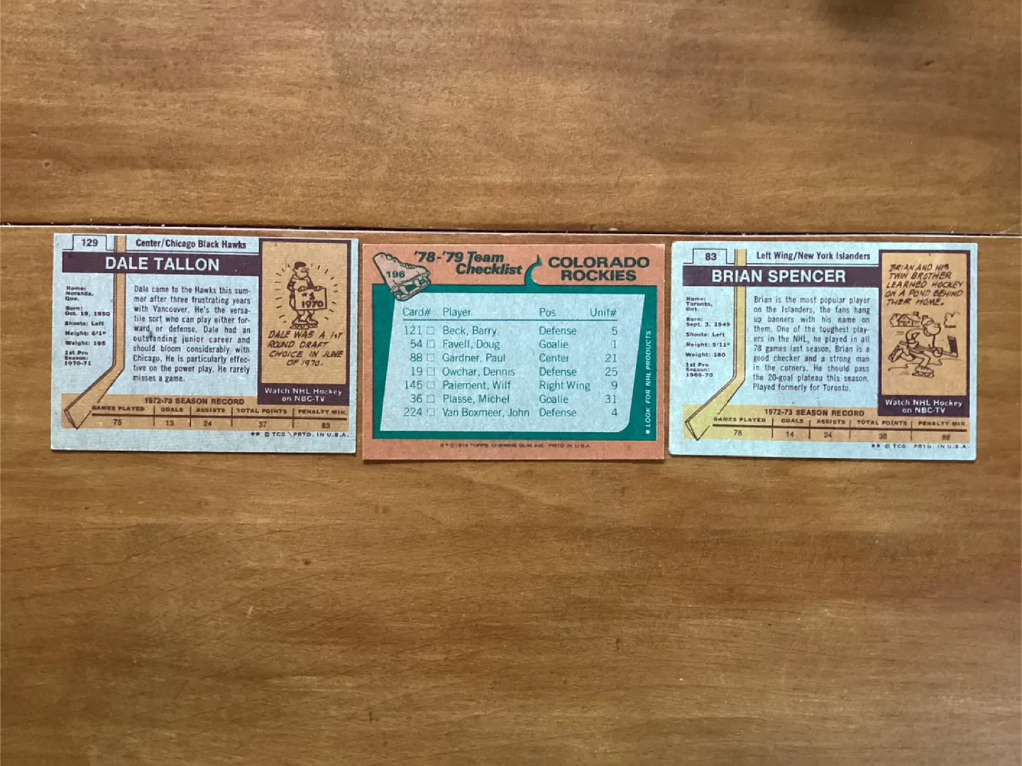 78-79 Colorado Rockies 73-74 Dale Tallon & Brian Spencer Cards image indicator(5)