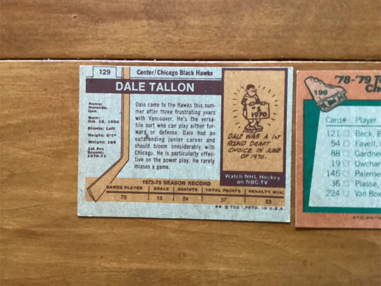 78-79 Colorado Rockies 73-74 Dale Tallon & Brian Spencer Cards image indicator(6)