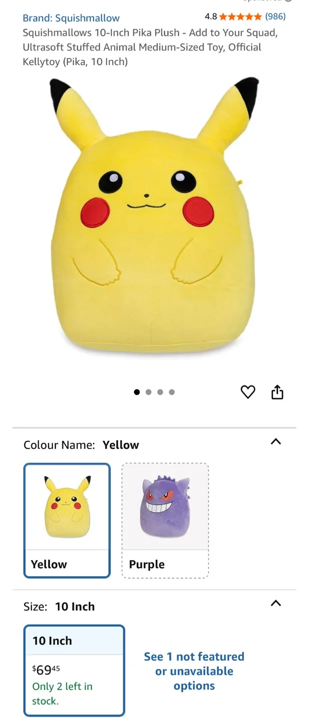 Squishmallows 10-Inch Pika Plush - Yellow thumbnail