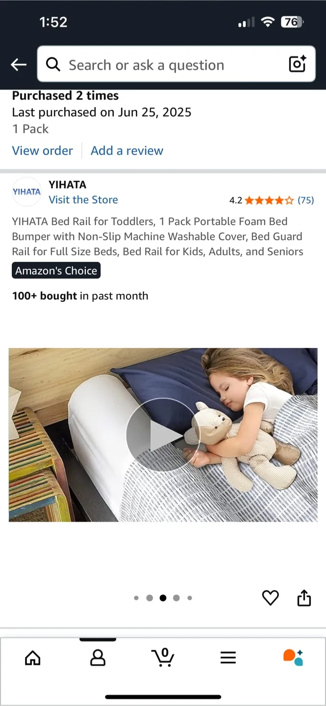 YIHATA Bed Rail for Toddlers - Portable Foam Bed Bumper image indicator(4)