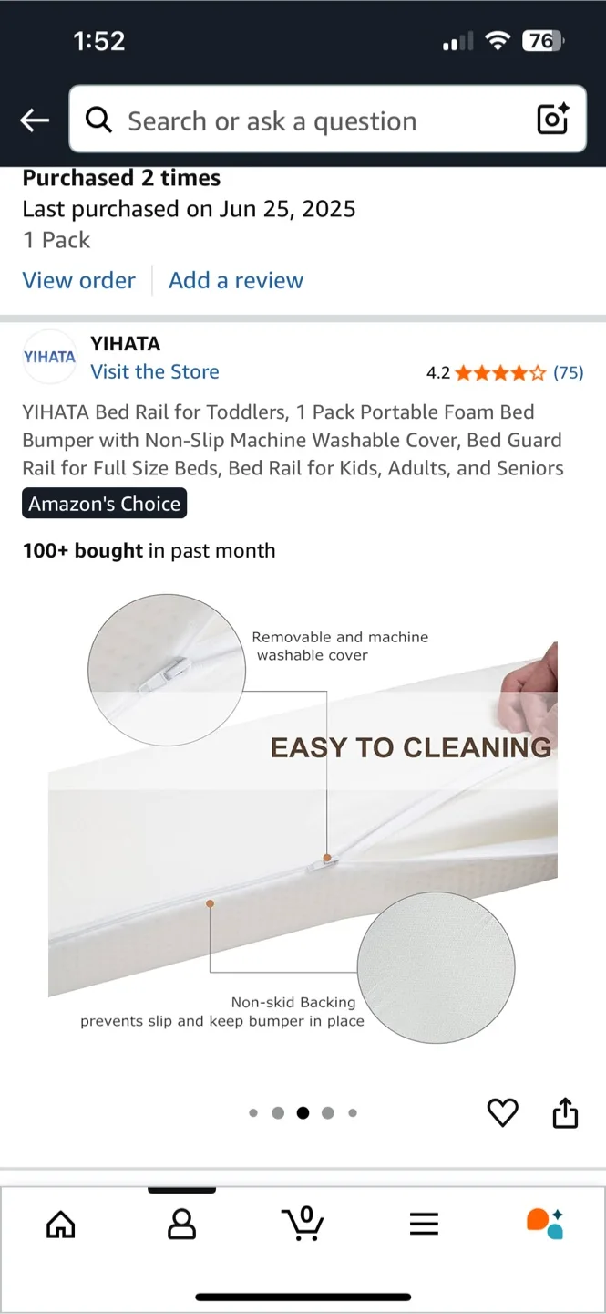 YIHATA Bed Rail for Toddlers - Portable Foam Bed Bumper image indicator(3)