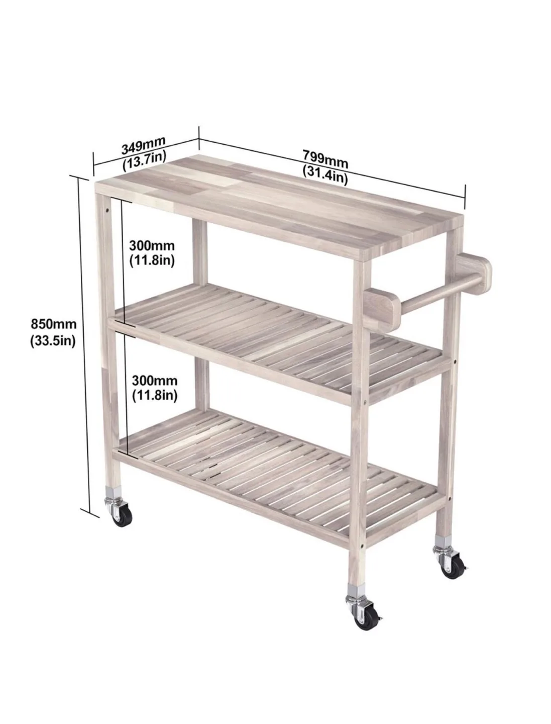 Wooden Kitchen Island Cart on Wheels image indicator(3)