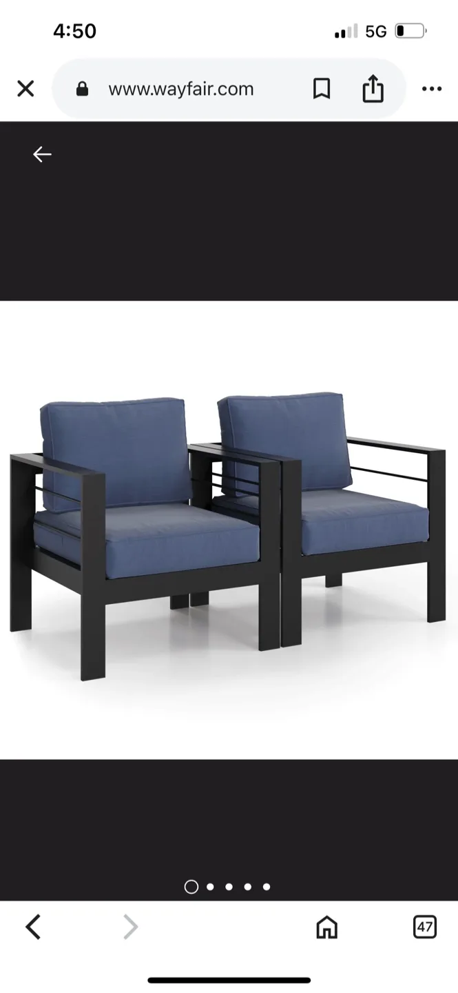 New Wayfair Aluminum Patio Armchair - Blue $125 Each thumbnail