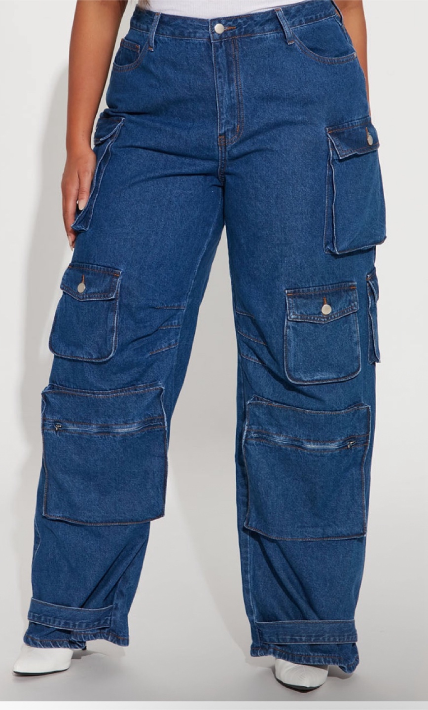 Blue Denim Cargo Pants - photo 4