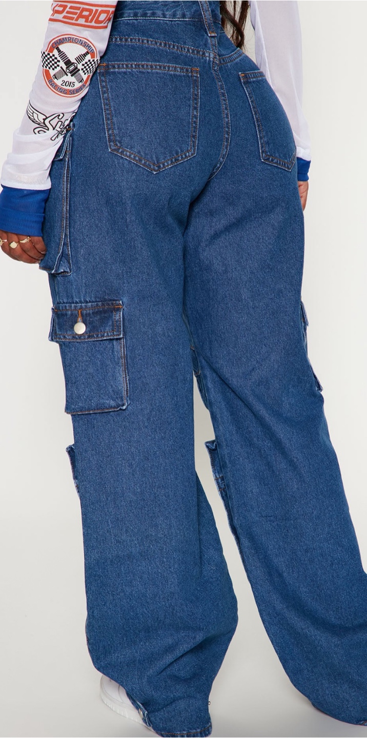 Blue Denim Cargo Pants - photo 3