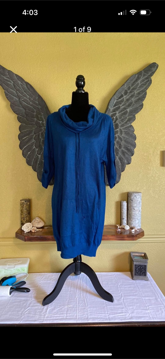 Smart Set Blue Cowl Neck Sweater Dress