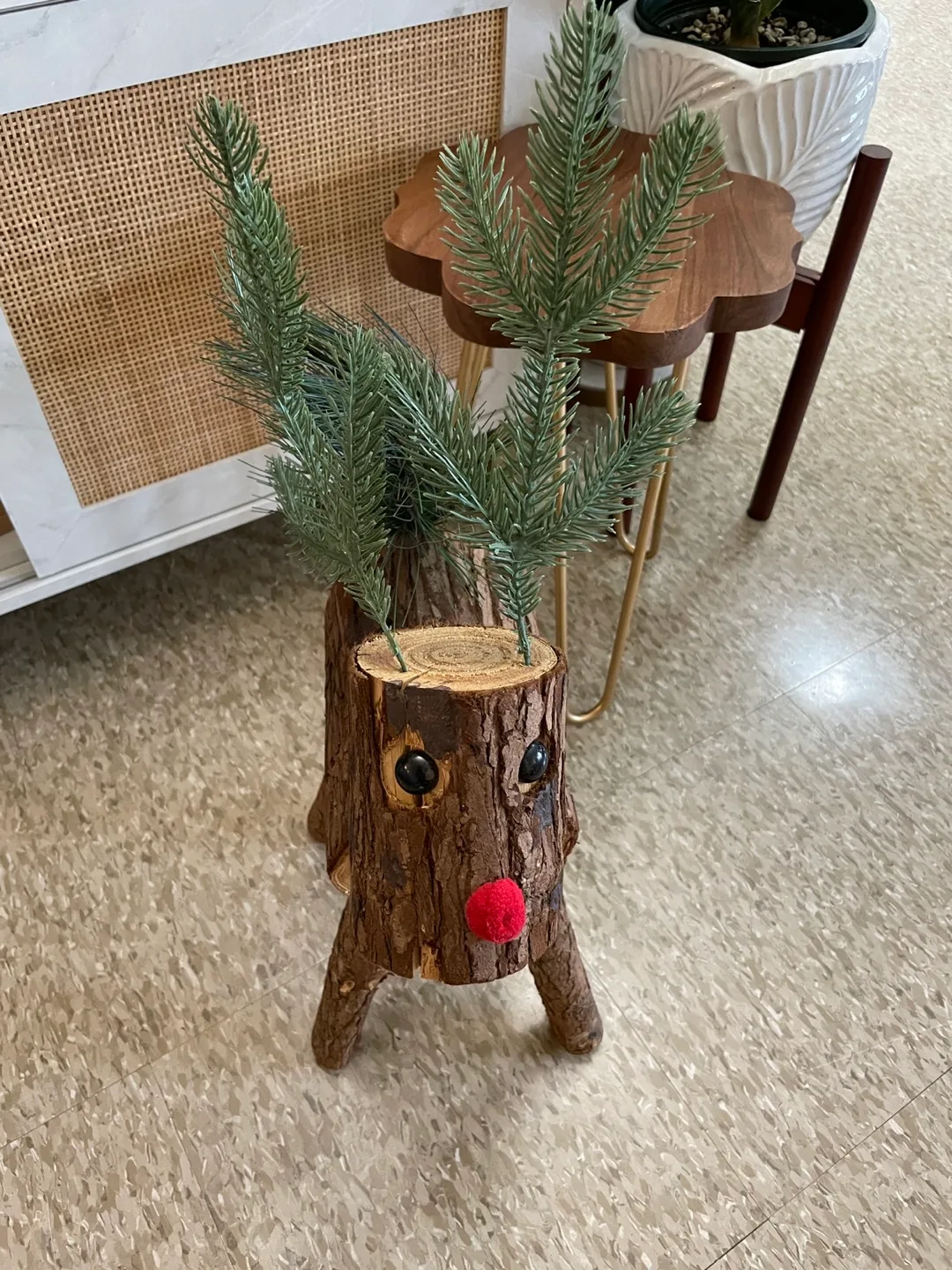 Rustic Wooden Reindeer Decoration thumbnail