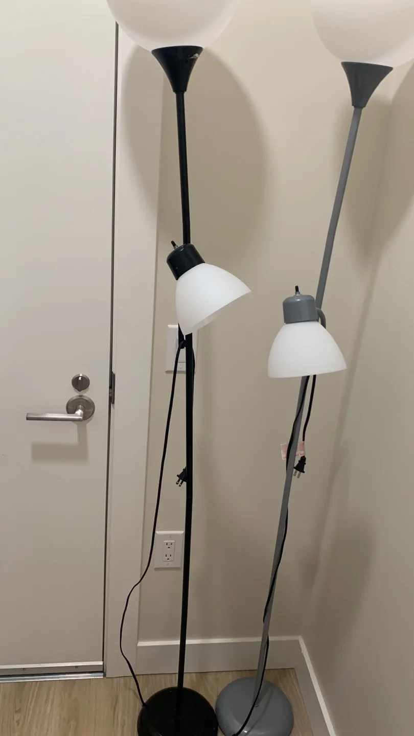 Two Floor Lamps - Black & Grey thumbnail