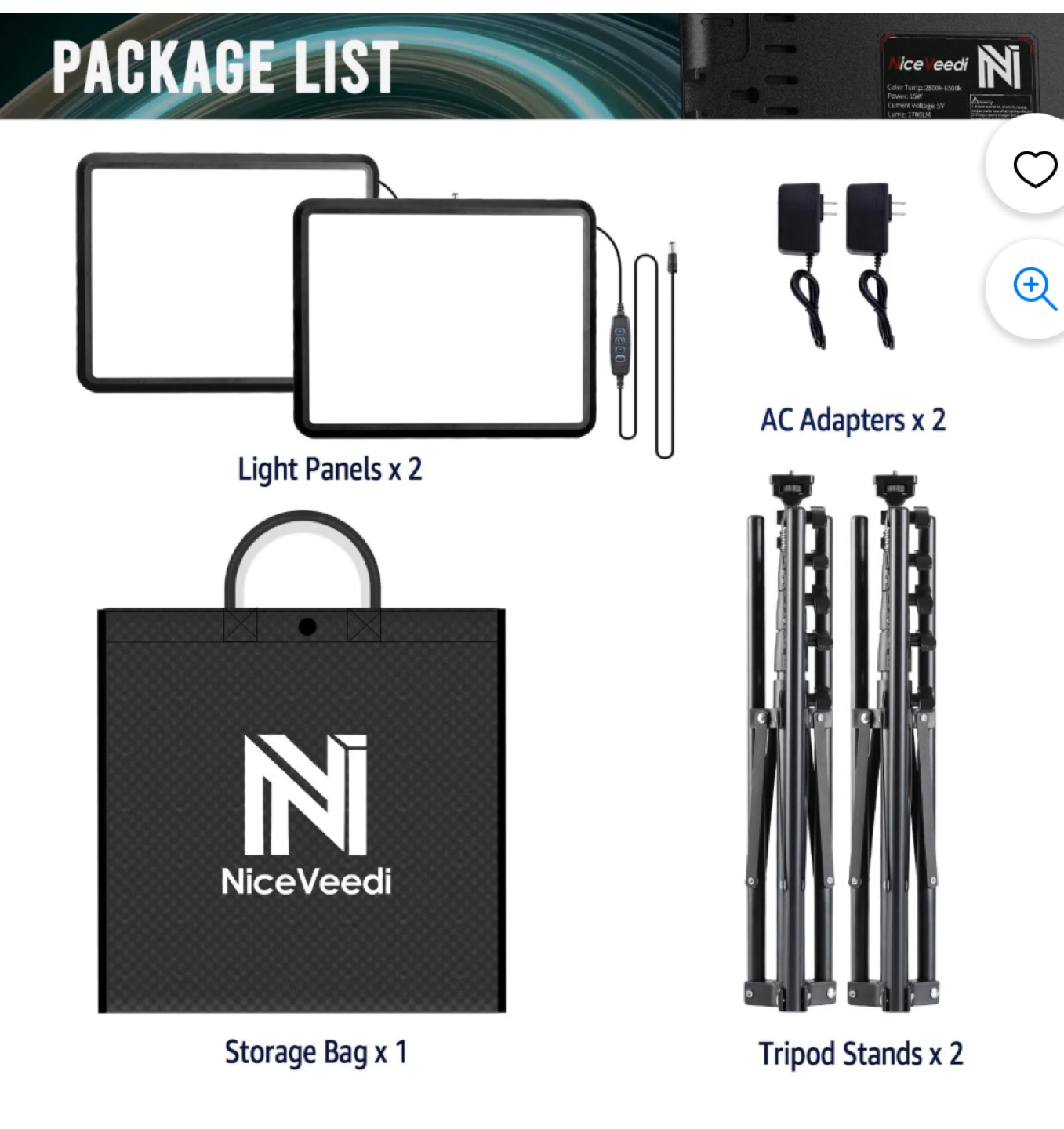NiceVeedi 22W Video Light Kit - Like New! - photo 5