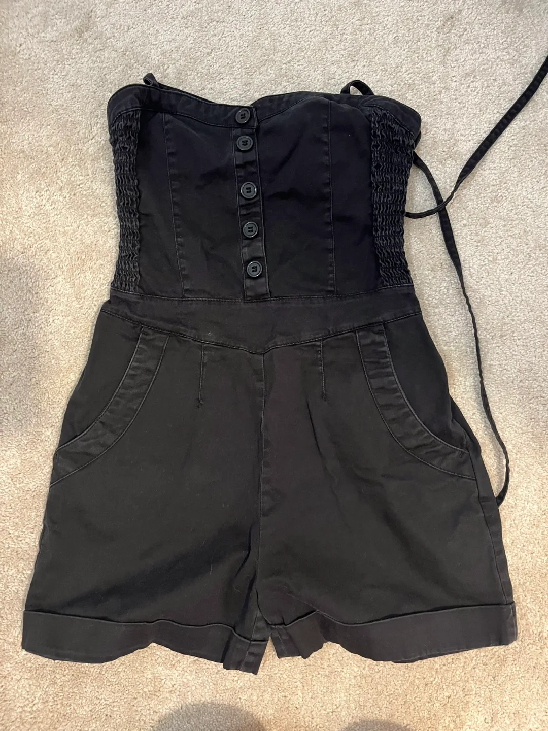 H&M Size 6 Black Over the Neck Strap Romper thumbnail