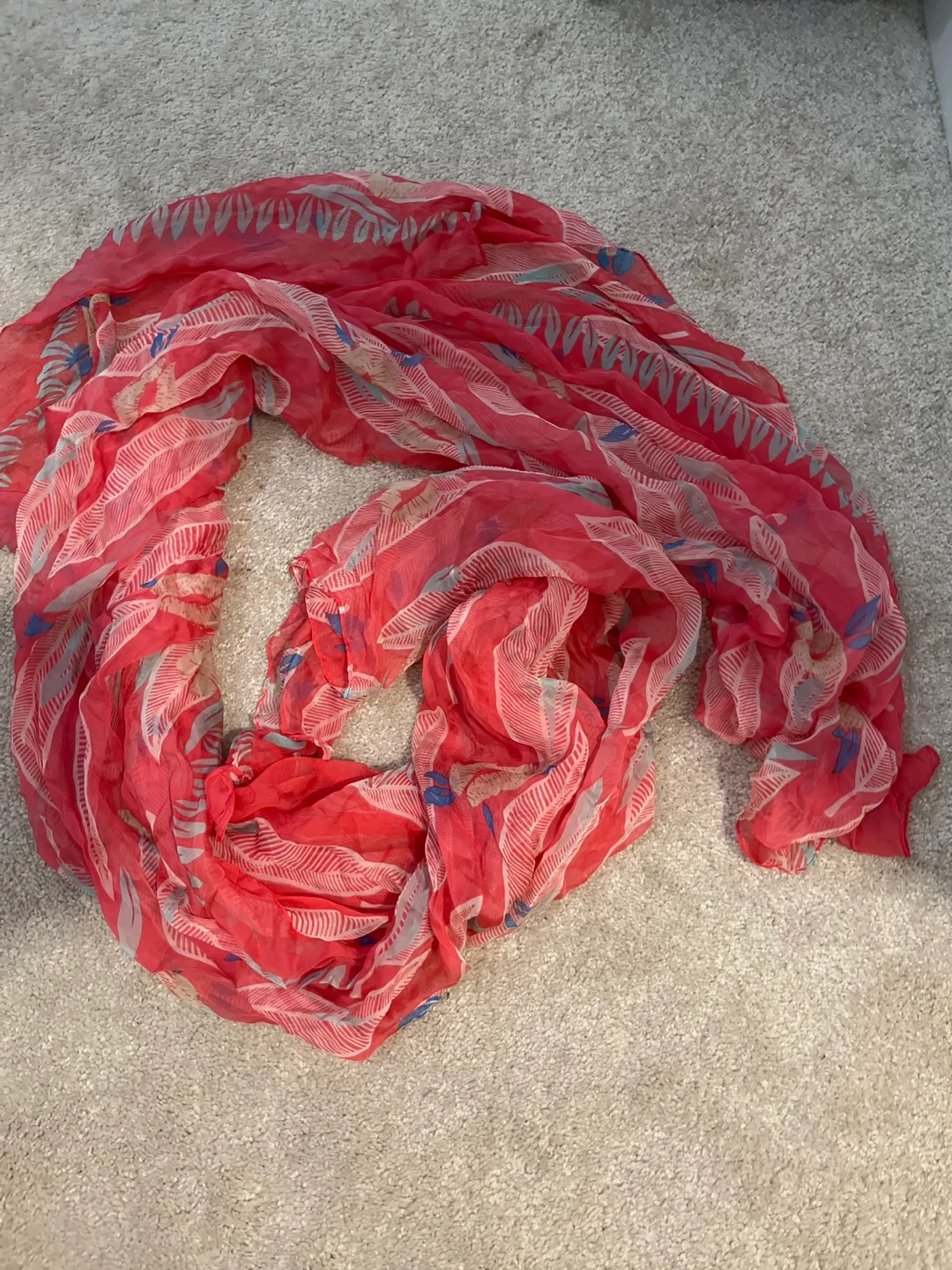 Feather Print Scarf - 100% Silk thumbnail