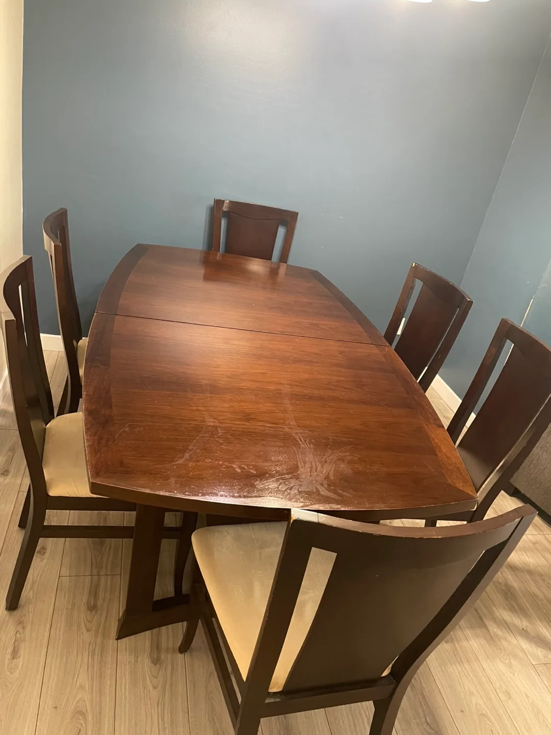 Dining Table with 6 Chairs - Dark Wood thumbnail