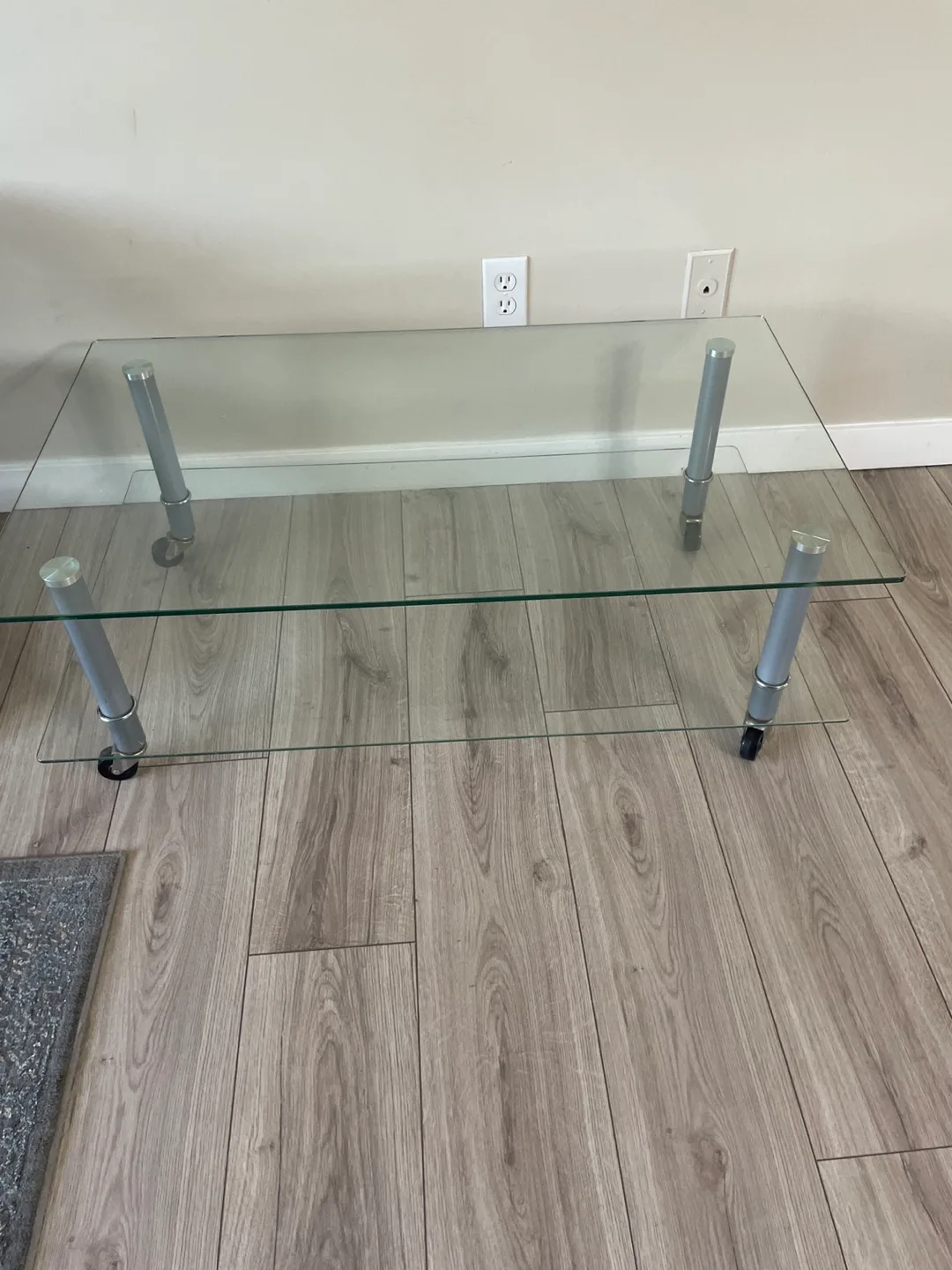 Glass Coffee Table with Silver Legs thumbnail