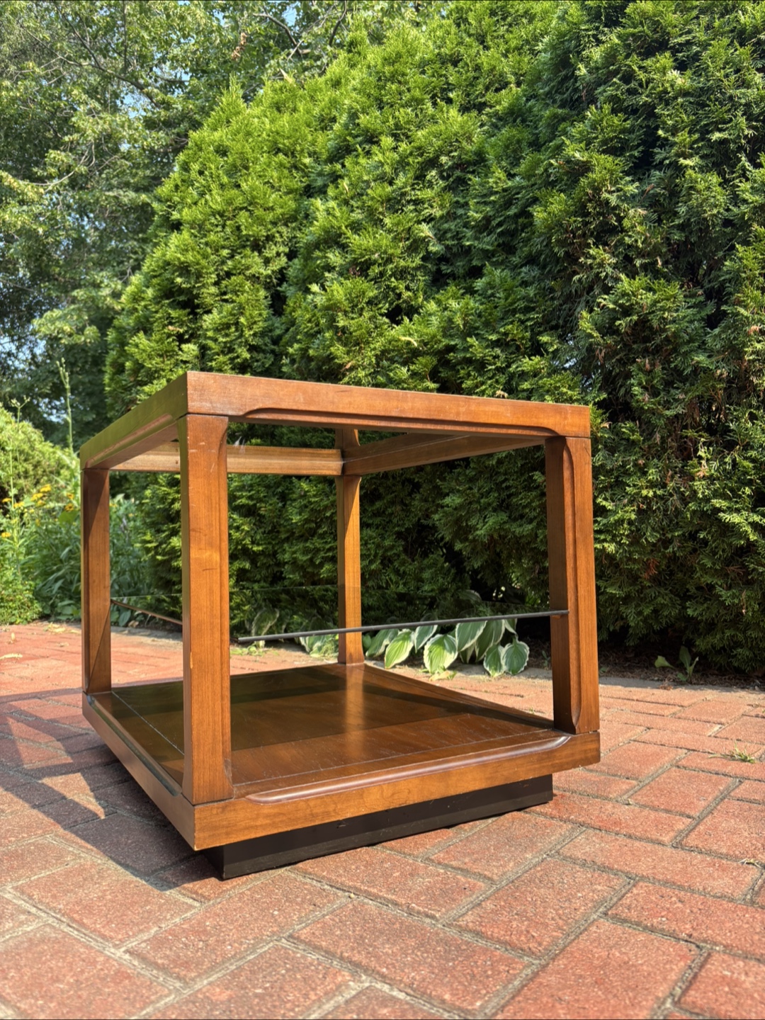MCM Glass Walnut Table - photo 2