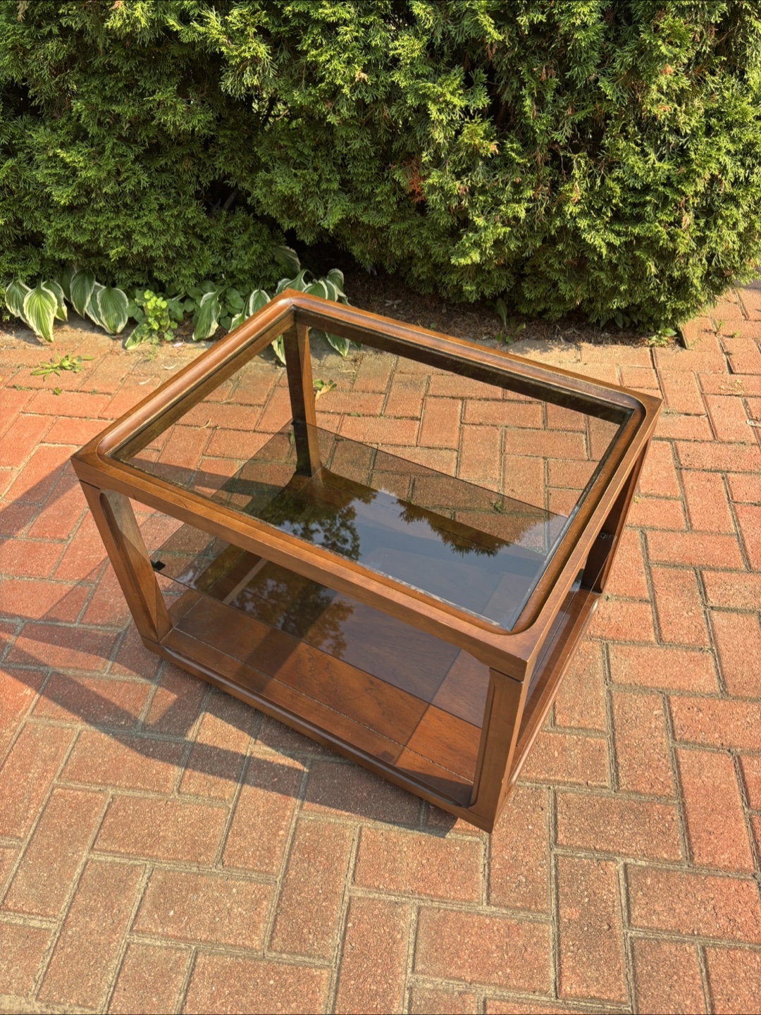 MCM Glass Walnut Table