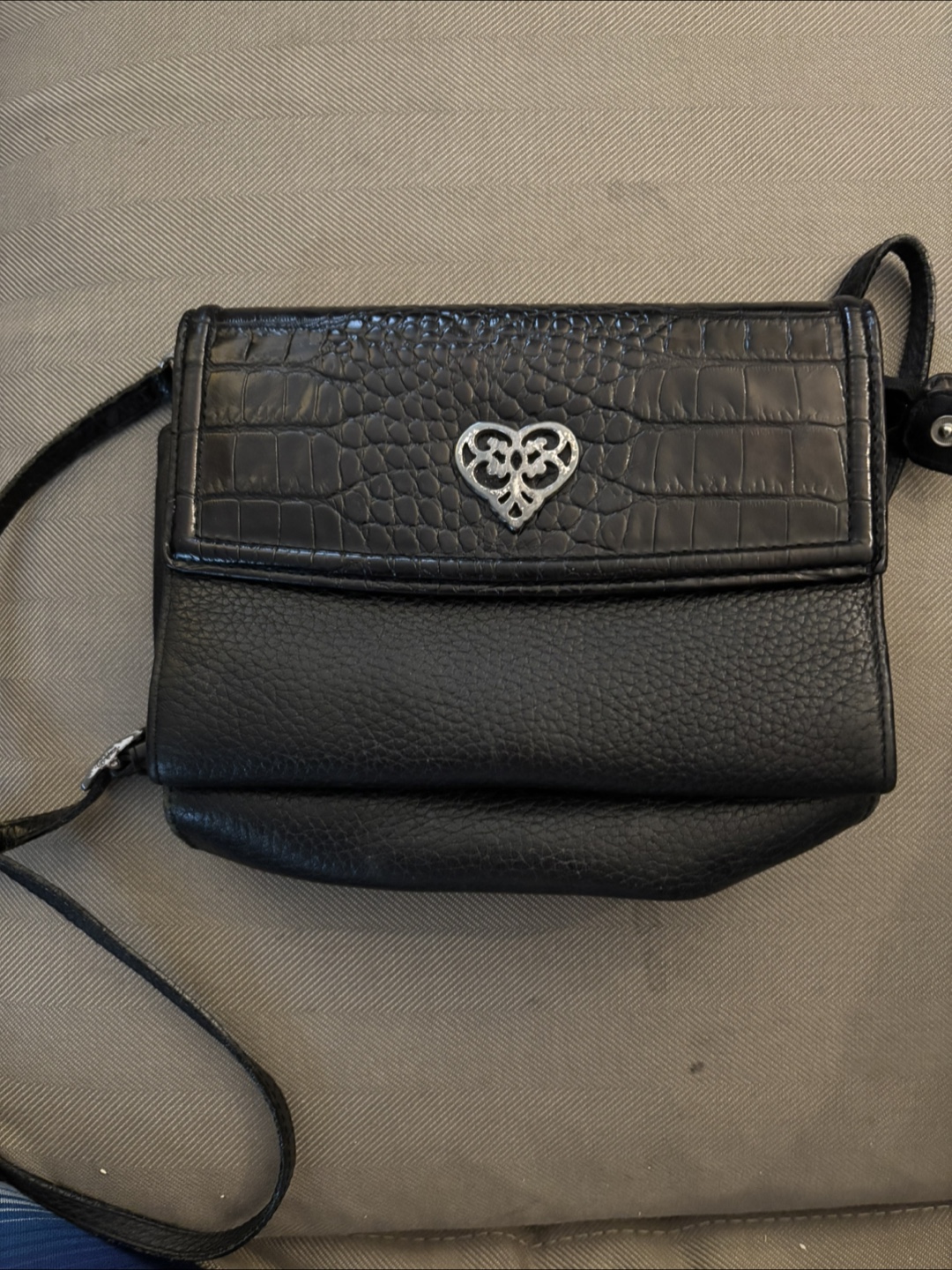 Vintage Brighton Black Leather Crossbody Bag