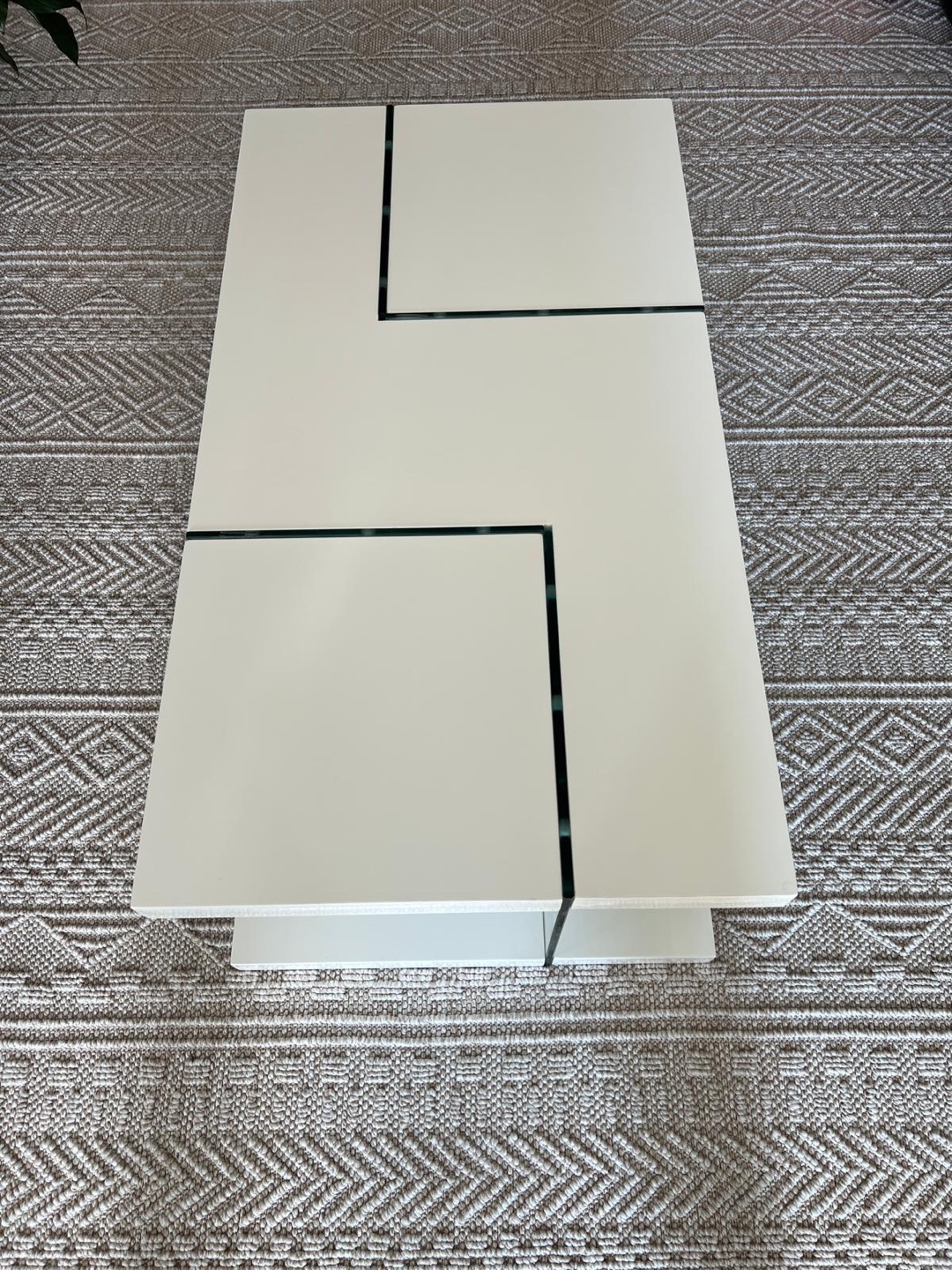 Modern White & Glass Coffee Table - Moving sale
