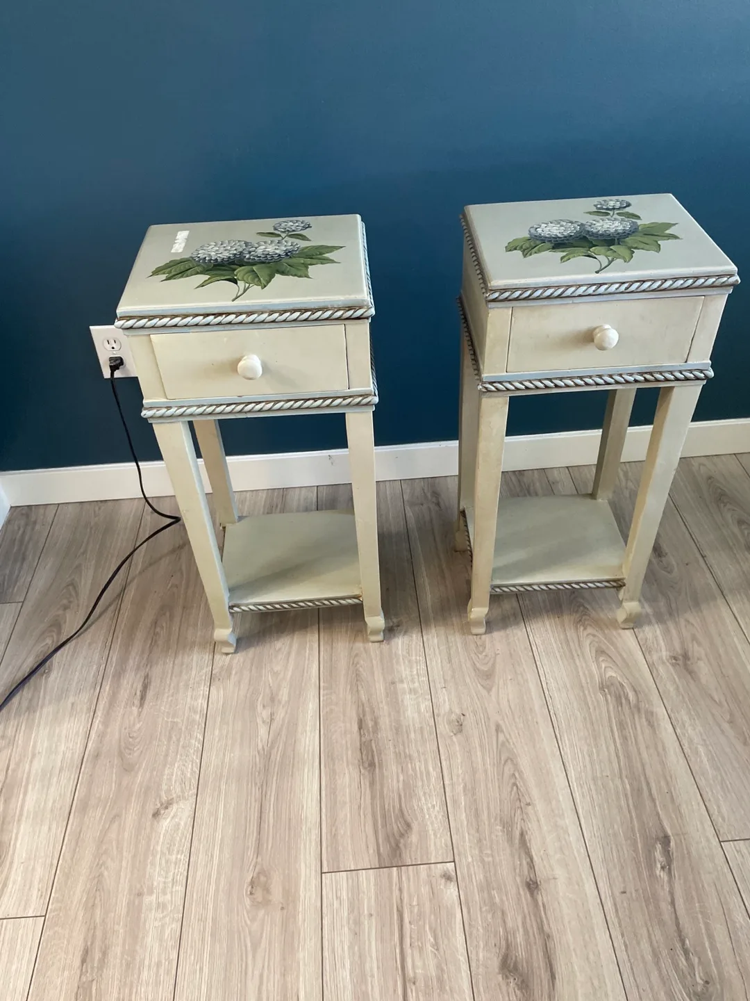 Pair of Painted Accent Tables with Drawer thumbnail