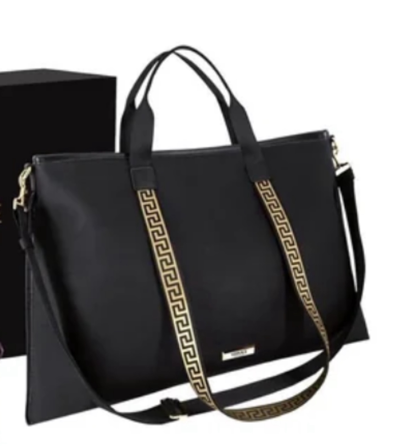 Versace Black Tote Bag with Golden Strap