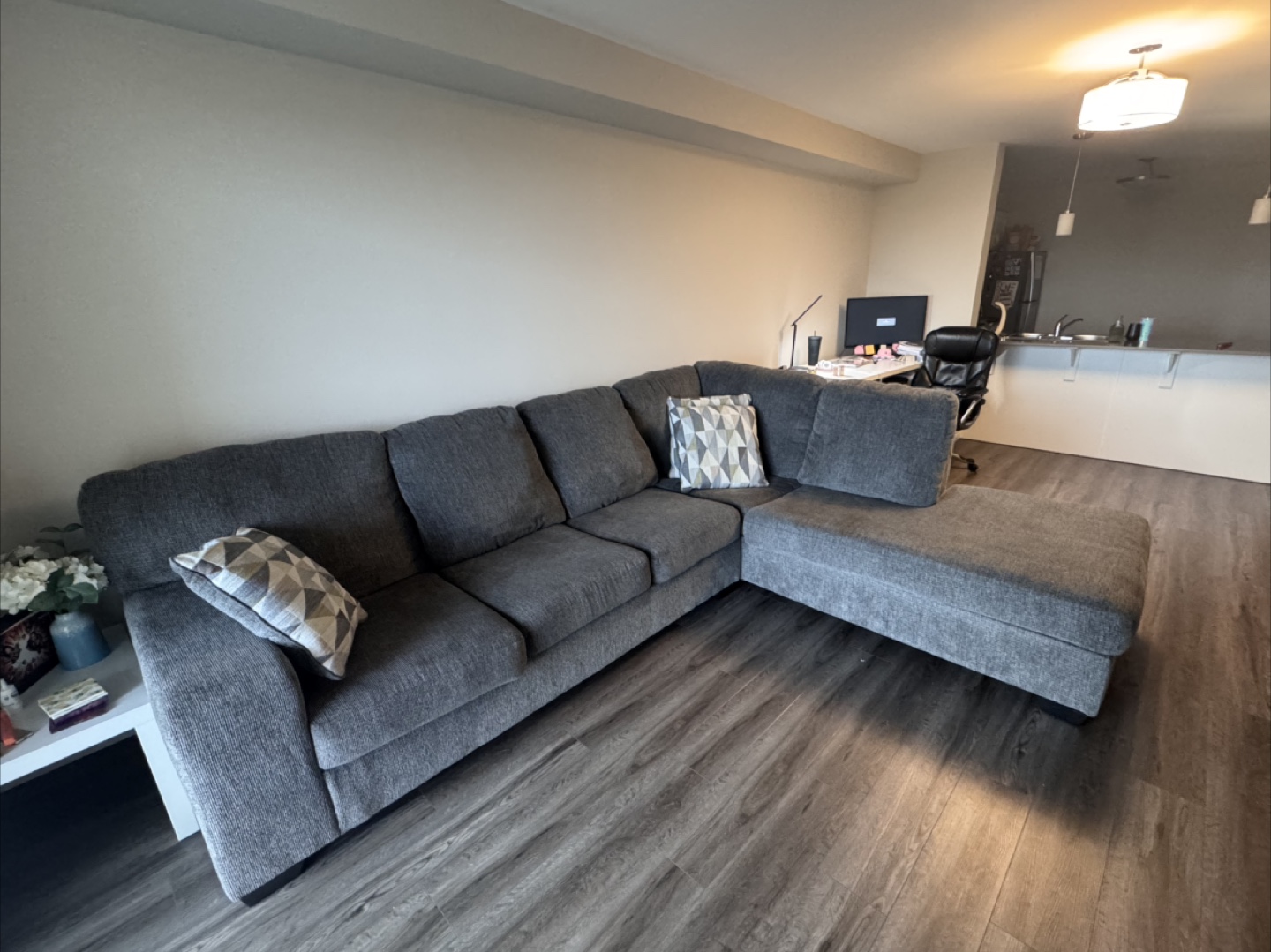 Grey Sectional Sofa with Chaise Lounge - photo 3