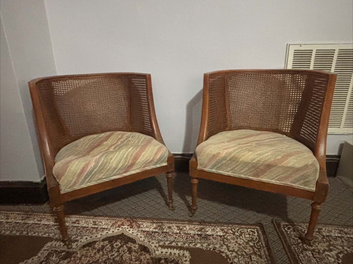 Pair of Vintage Cane Back Accent Chairs