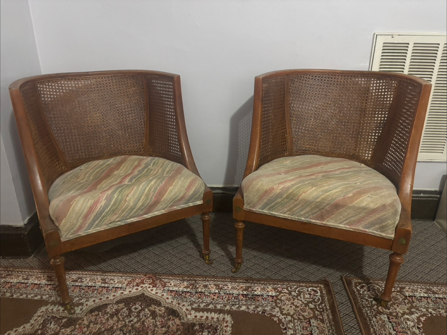 Pair of Vintage Cane Back Accent Chairs - photo 2