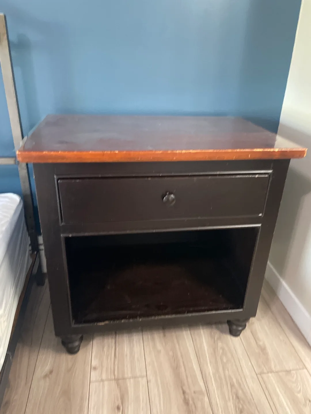 Brown Wood Nightstand with Drawer thumbnail