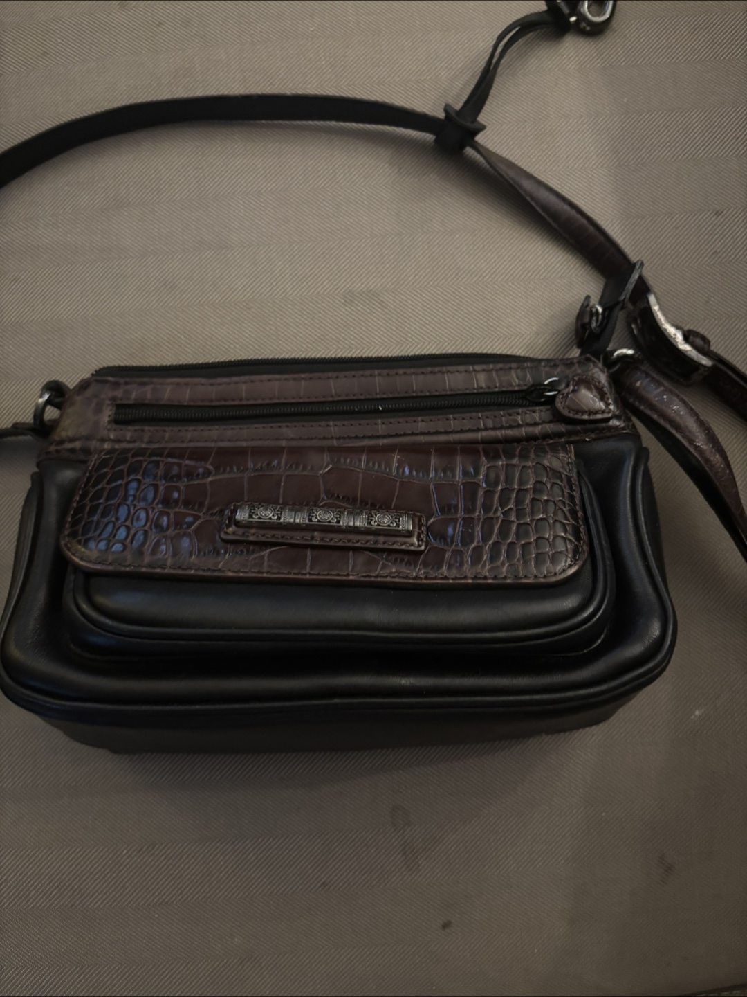 Brighton Croc Embossed Leather Handbag