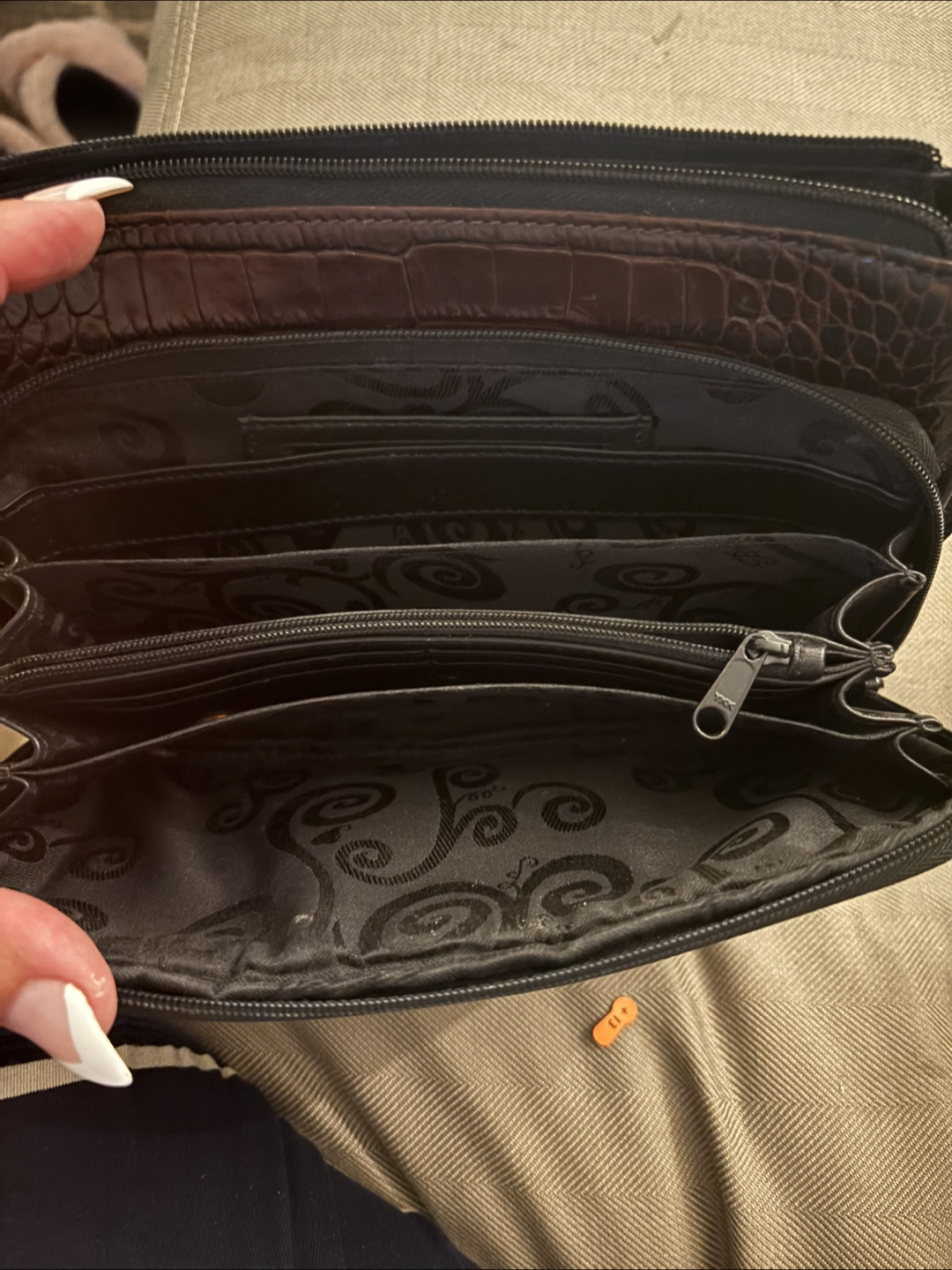 Brighton Croc Embossed Leather Handbag - photo 3