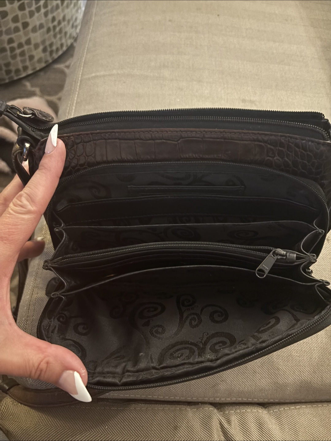 Brighton Croc Embossed Leather Handbag - photo 4
