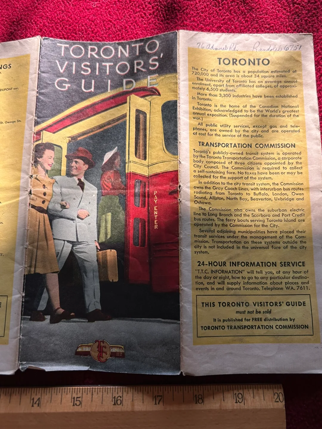 $30 TTC 1940s vintage antique map guide TORONTO ROAD MAP image indicator(3)